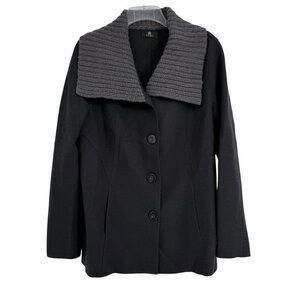 Tumi Women’s wool Alpaca Gray button front peacoat Size Large Shawl Collar